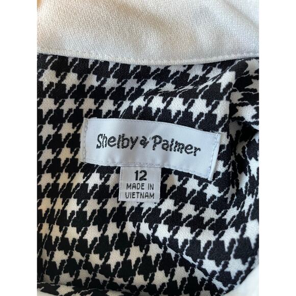 Shelby & Palmer Retro Dress Houndstooth Peter Pan Collar Bishop Sleeves Sz 12 - Picture 2 of 8